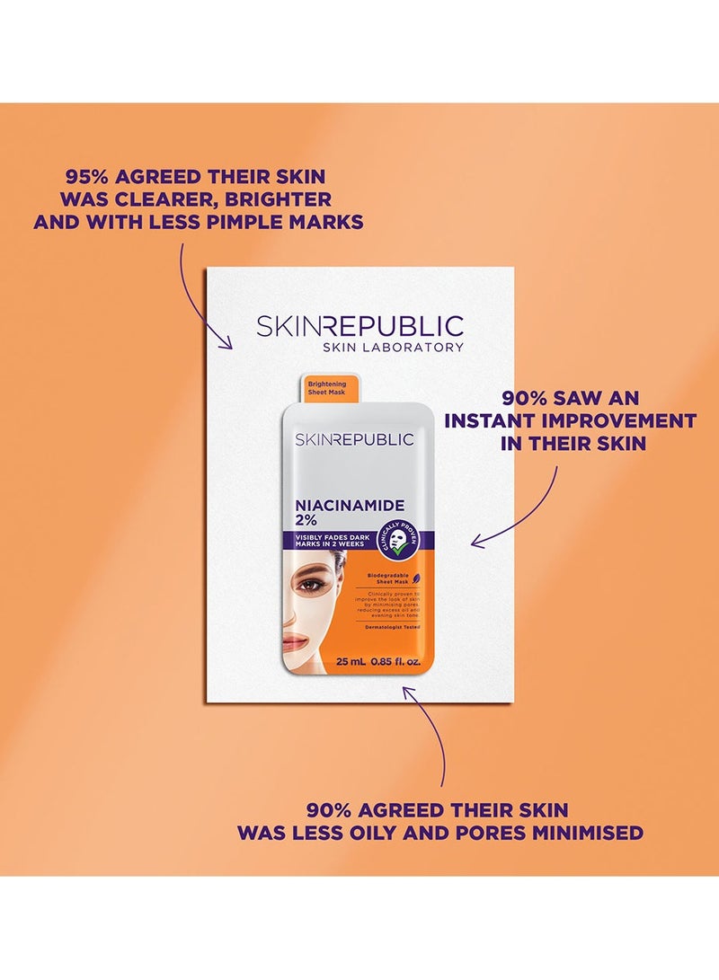 سكين ريبابلك قناع الوجه الورقي نياسيناميد 2% (قناع واحد) - قناع تفتيح مع حمض الهيالورونيك والأدينوزين، يقلل من البقع الداكنة، يحسن الملمس، يقلل المسام، يتحكم في الزيوت ويهدئ البشرة المتهيجة - Image 3