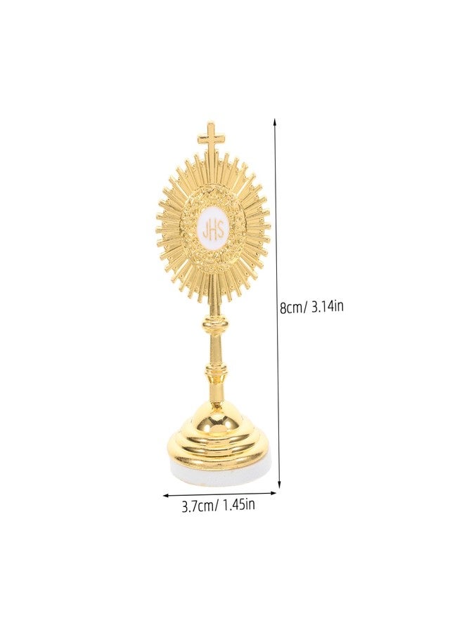 VOSAREA 1PC Small Metal Catholic Crucifix Cross Stand Jesus Figurine for Home Decor Office Tabletop Car Dashboard Elegant Brass Sculpture Prayer Ornament - Image 2
