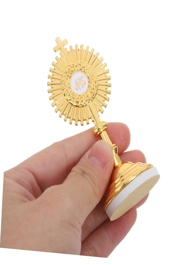 VOSAREA 1PC Small Metal Catholic Crucifix Cross Stand Jesus Figurine for Home Decor Office Tabletop Car Dashboard Elegant Brass Sculpture Prayer Ornament - Image 3