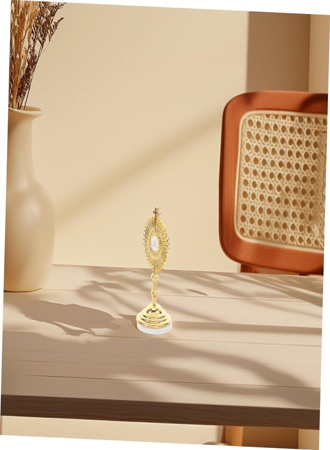 VOSAREA 1PC Small Metal Catholic Crucifix Cross Stand Jesus Figurine for Home Decor Office Tabletop Car Dashboard Elegant Brass Sculpture Prayer Ornament - Image 4