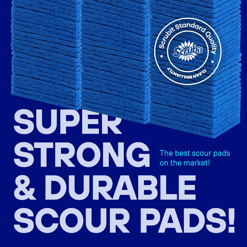 SCRUBIT 50 Pack Scouring Pad - Heavy Duty Scrub Pads for Cleaning Dishes - Non-Scratch Reusable Scrubbing - Blue - Image 4