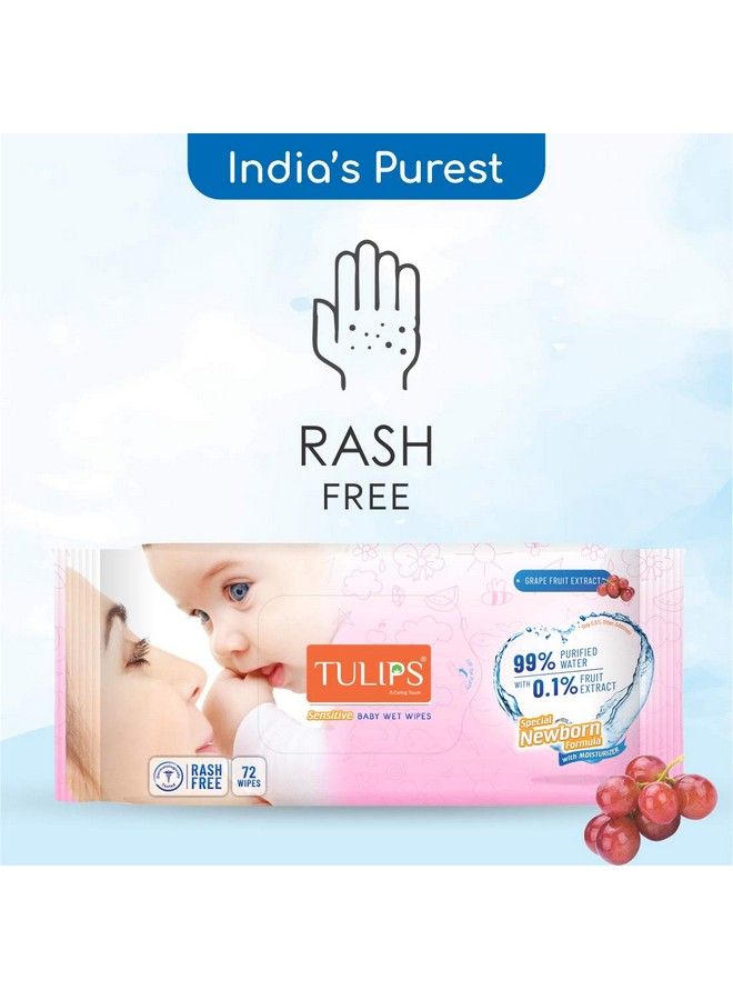 Tulips Sensitive Baby Wet Wipes (72 Wipes X 6 Pack) For Gentle Cleaning;Moisturising Rash Free 99% Purified Water With Grapefruit Extracts - Image 5