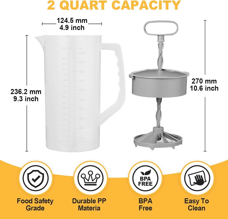 WLKSTS Mixing Pitcher for Drinks, 2 Quart/ 64oz Plastic Water Pitcher with Lid, Angled Plastic Blades and Adjustable Mixer Plunger for Juice, Powdered Milk, Beverage Container (Two) - Image 2