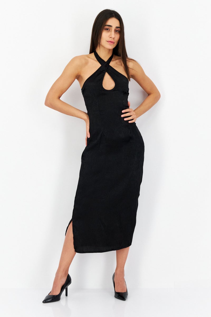 PUBLIC DESIRE Women Plain Casual Midi Dress, Black - Image 1