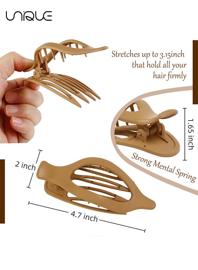 يونيك مشابك شعر مسطحة للنساء - 4 قطع مشابك مخلب جانبية منحنية للشعر الرقيق الكثيف - مشابك شعر التمساح بقوة بدون قبضة غير لامعة ملحقات شعر محايدة للنساء والفتيات - Image 2