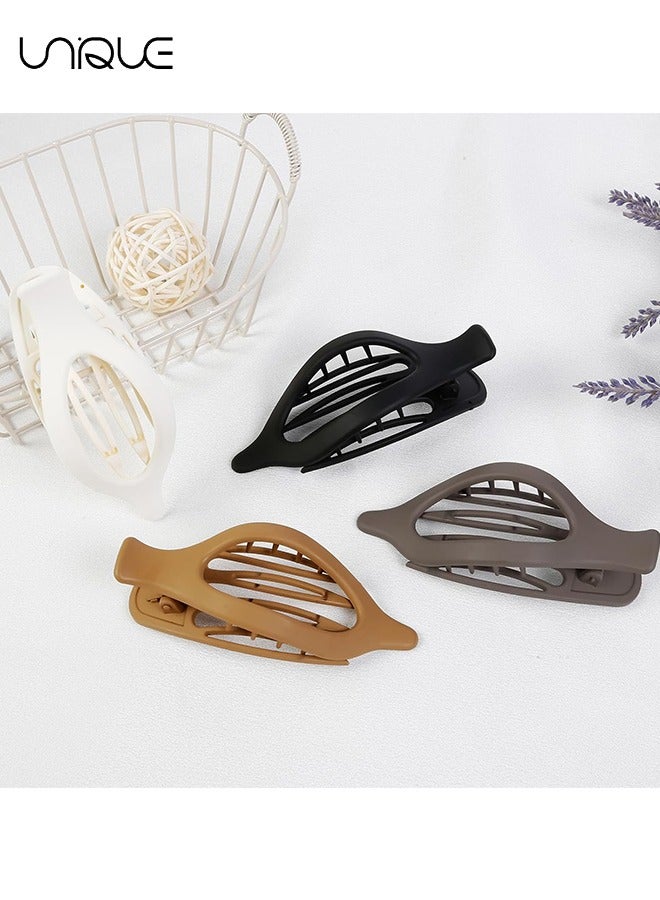 يونيك مشابك شعر مسطحة للنساء - 4 قطع مشابك مخلب جانبية منحنية للشعر الرقيق الكثيف - مشابك شعر التمساح بقوة بدون قبضة غير لامعة ملحقات شعر محايدة للنساء والفتيات - Image 4