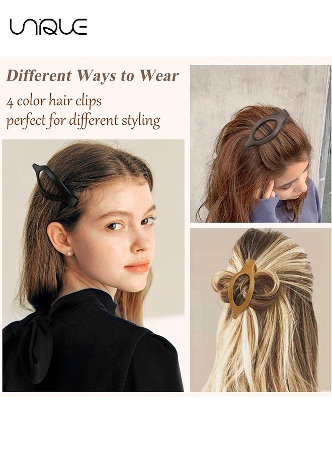 يونيك مشابك شعر مسطحة للنساء - 4 قطع مشابك مخلب جانبية منحنية للشعر الرقيق الكثيف - مشابك شعر التمساح بقوة بدون قبضة غير لامعة ملحقات شعر محايدة للنساء والفتيات - Image 3