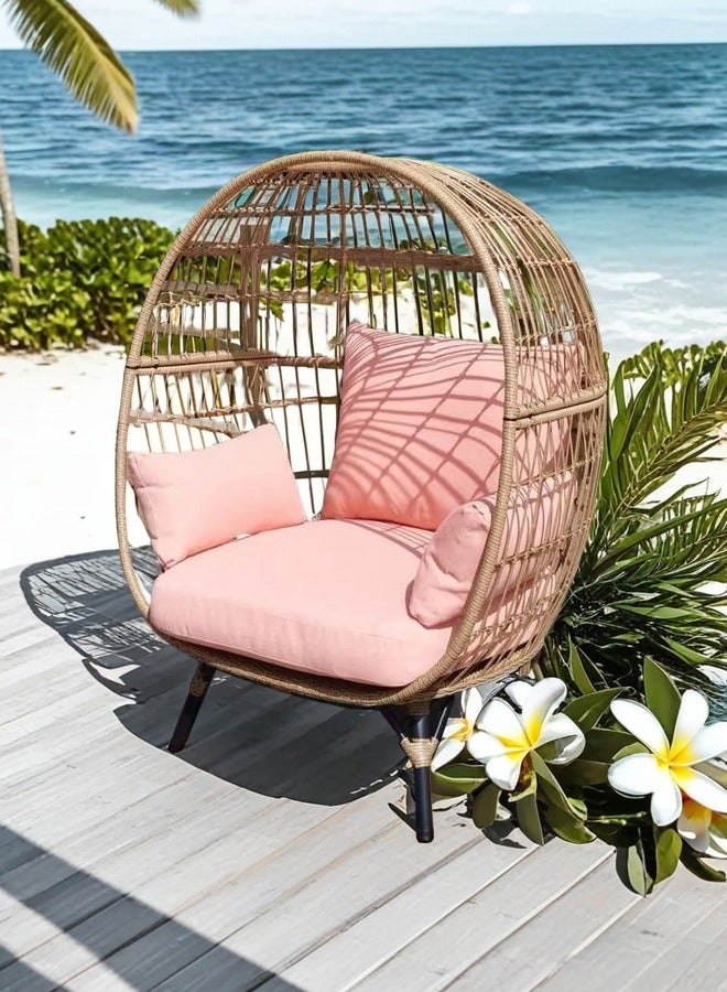Broyhome Broyhome Outdoor Oversized Lounge Chair with Padded Cushion Side Pocket and Pillow Garden Lazy Sofa Set Balcony Reclining Bed Swimming Pool Rattan Swing Outdoor Bird Cage Leisure Bed for Backyard Garden Front Porch Patio Living Room  - Image 1