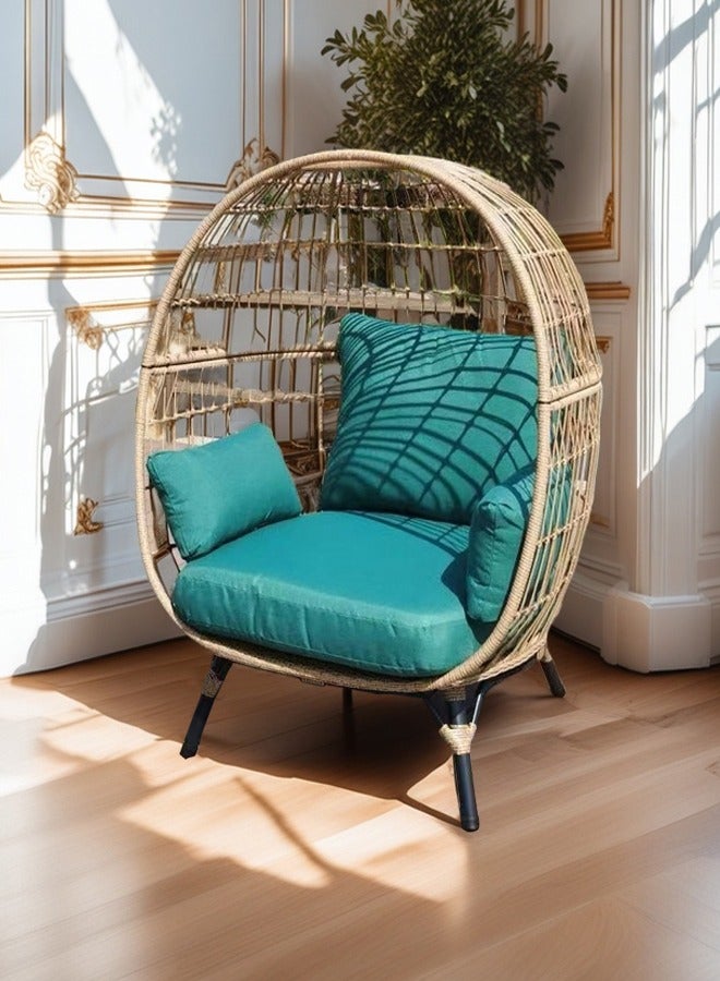 Broyhome Broyhome Outdoor Oversized Lounge Chair with Padded Cushion Side Pocket and Pillow Garden Lazy Sofa Set Balcony Reclining Bed Swimming Pool Rattan Swing Outdoor Bird Cage Leisure Bed for Backyard Garden Front Porch Patio Living Room  - Image 2