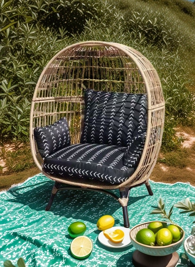 Broyhome Broyhome Outdoor Oversized Lounge Chair with Padded Cushion Side Pocket and Pillow Garden Lazy Sofa Set Balcony Reclining Bed Swimming Pool Rattan Swing Outdoor Bird Cage Leisure Bed for Backyard Garden Front Porch Patio Living Room  - Image 3