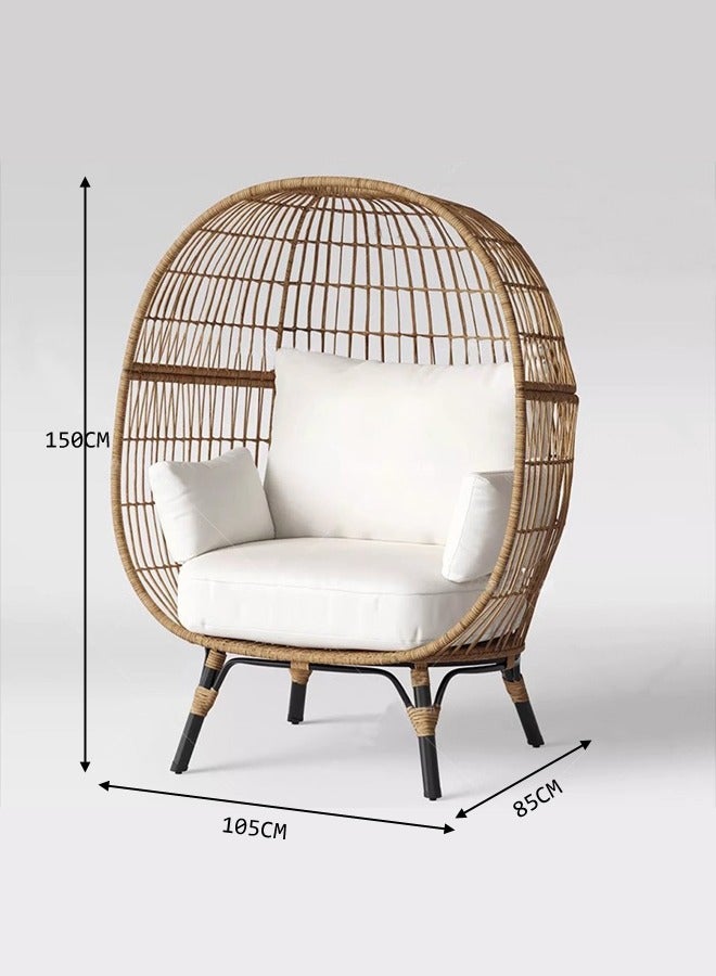 Broyhome Broyhome Outdoor Oversized Lounge Chair with Padded Cushion Side Pocket and Pillow Garden Lazy Sofa Set Balcony Reclining Bed Swimming Pool Rattan Swing Outdoor Bird Cage Leisure Bed for Backyard Garden Front Porch Patio Living Room  - Image 4