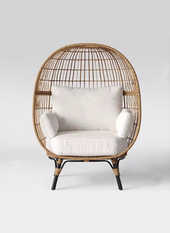 Broyhome Broyhome Outdoor Oversized Lounge Chair with Padded Cushion Side Pocket and Pillow Garden Lazy Sofa Set Balcony Reclining Bed Swimming Pool Rattan Swing Outdoor Bird Cage Leisure Bed for Backyard Garden Front Porch Patio Living Room  - Image 5