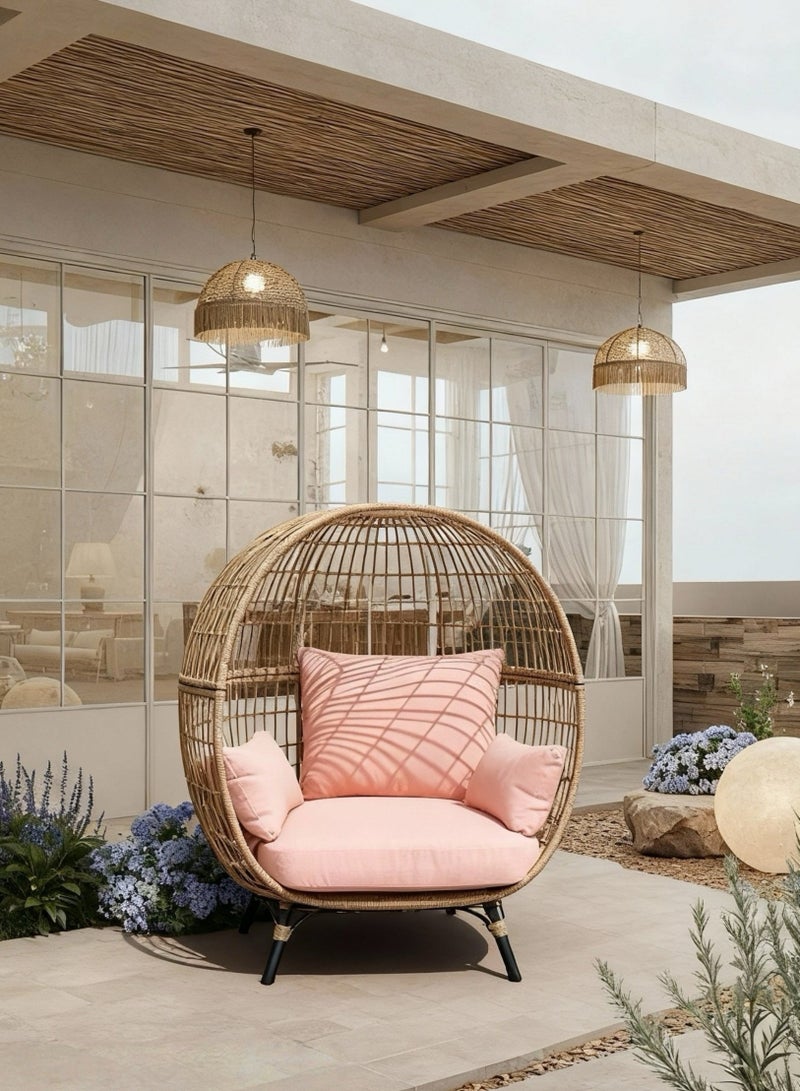 Broyhome Outdoor Relaxing Balcony Set Porch Bistro Swing Chair Rattan Lounge Chair Indoor Outdoor Patio Seating for Modern Design Garden Furniture for Outdoor Bench Seating Terrace Lawn Patio Balcony - Image 3