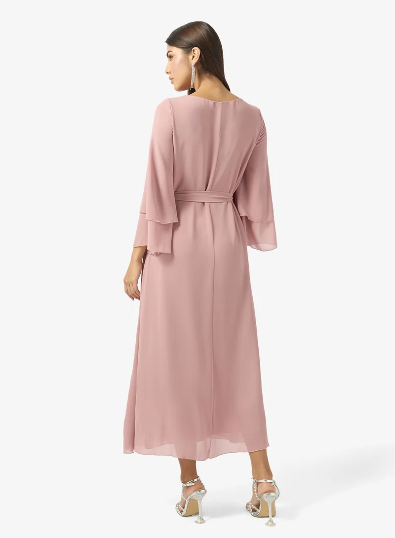 Khizana Embellished Cape Sleeve Dress