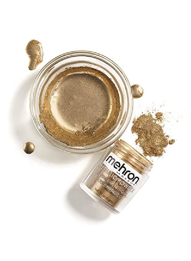mehron Makeup Metallic Powder (.17 Ounce) With Mixing Liquid (1 Oz) (Gold) - Image 3