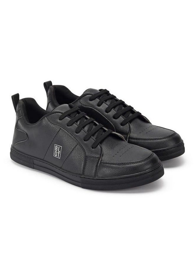 Paragon - PARAGON K1027G Leather Look Casual Sneakers for Men with Ultra Soft Ankle Support, Cushioned Insoles, Lace up for Good Fitting | Comfortable, Lightweight & Durable | Ideal for Outdoor Use Black - Image 1