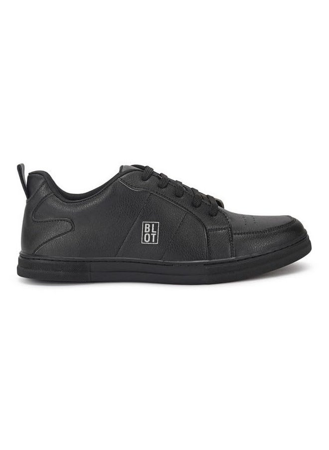 Paragon - PARAGON K1027G Leather Look Casual Sneakers for Men with Ultra Soft Ankle Support, Cushioned Insoles, Lace up for Good Fitting | Comfortable, Lightweight & Durable | Ideal for Outdoor Use Black - Image 1