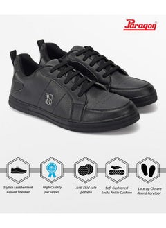 Paragon PARAGON K1027G Leather Look Casual Sneakers for Men with Ultra Soft Ankle Support, Cushioned Insoles, Lace up for Good Fitting | Comfortable, Lightweight & Durable | Ideal for Outdoor Use Black  - Image 4