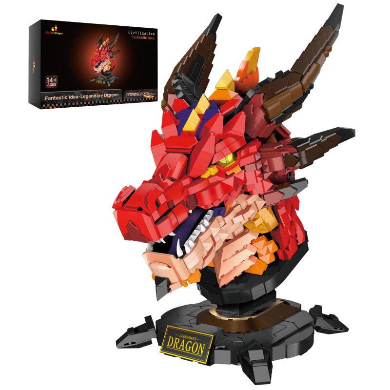 JMBricklayer Dragon Set for Adults 70105, Cool Animals Model Dragon Head Building Blocks Toy, Collection or Home Office Decor, Birthdays for Boys, Girls, Men and Adults - Image 1