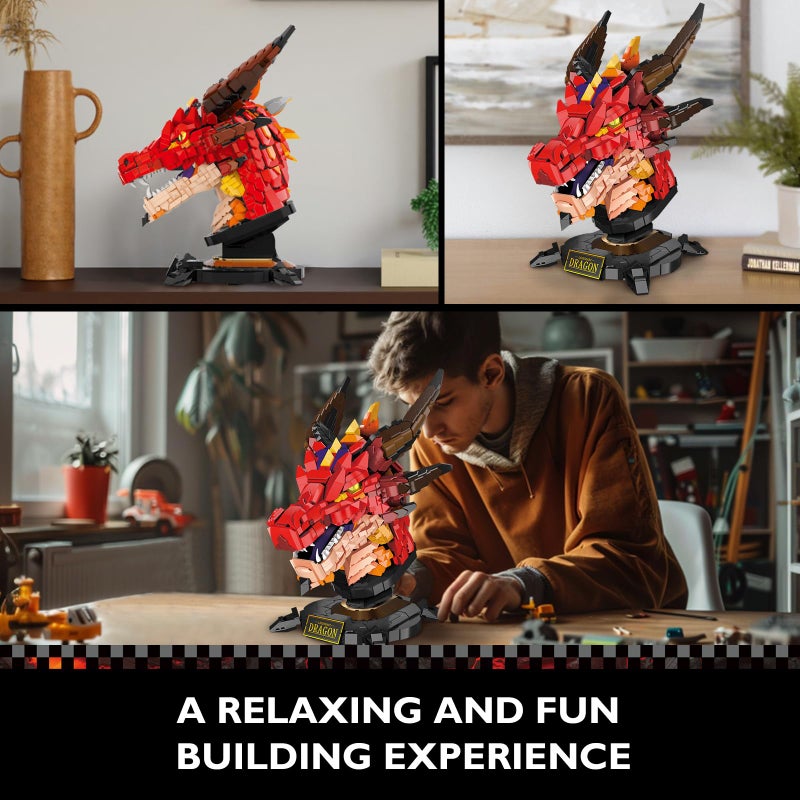 JMBricklayer Dragon Set for Adults 70105, Cool Animals Model Dragon Head Building Blocks Toy, Collection or Home Office Decor, Birthdays for Boys, Girls, Men and Adults - Image 5