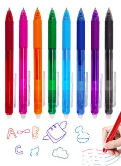 Retractable Erasable Gel Pens Clicker, Fine Point 0.5mm, Assorted Color Inks for Drawing Writing, 8-Pack