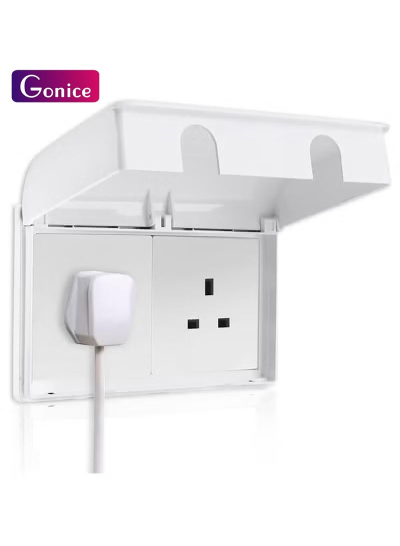 Gonice Socket Cover Box, Childproof Electrical Outlet Protector, Waterproof Plug & Light Switch Guard, Baby Proofing Safety for Home Security, 86-Type Double-Position Socket Cover (White) - Image 1
