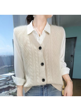 100% Pure Wool Vest Women's Thickeneded Knitted Wool Vest Cardigan Waistcoat Sweater Sleeveless Cardigan Autumn And Winter Style - pzsku/ZD0ADD6318B5057DA947BZ/45/1749835747/4d4cd844-2232-42dc-b791-36994a85faaf