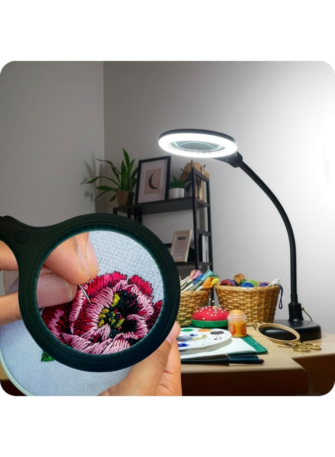 Brightech LightView Pro Flex 2 in 1 Magnifying Desk Lamp, 2.25x Light Magnifier, Adjustable Gooseneck Magnifying Glass with Light for Crafts, Reading, Close Work - Image 3