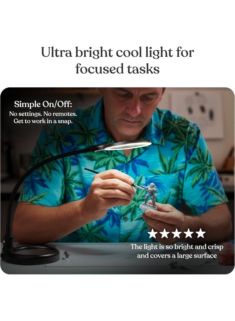 Brightech LightView Pro Flex 2 in 1 Magnifying Desk Lamp, 2.25x Light Magnifier, Adjustable Gooseneck Magnifying Glass with Light for Crafts, Reading, Close Work - Image 5