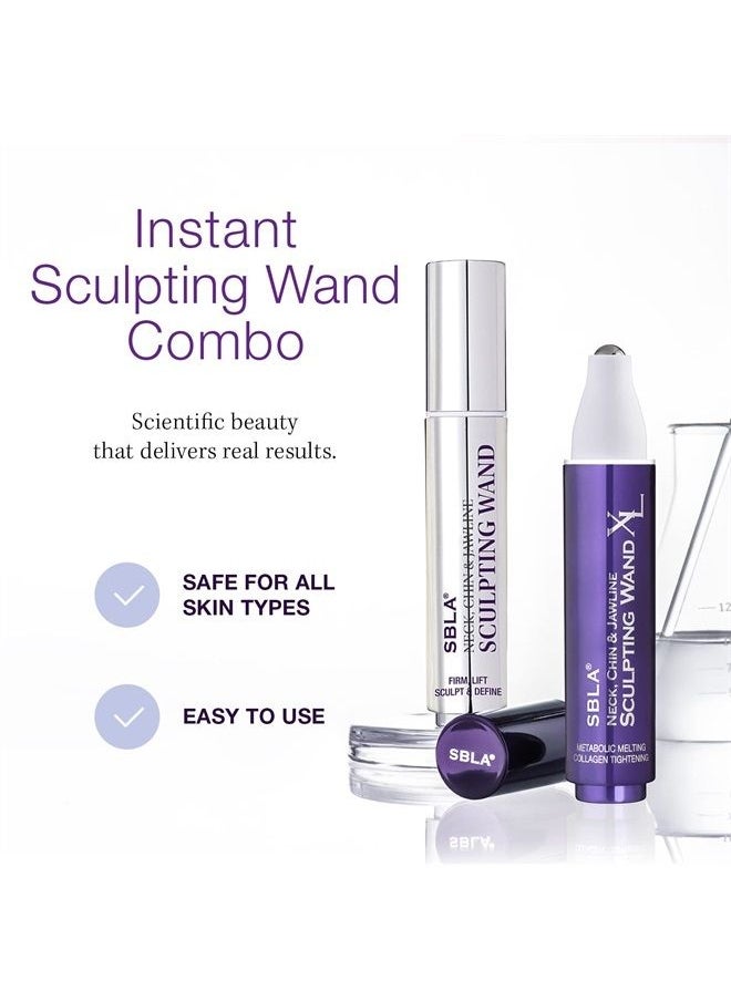 SBLA - Beauty Neck, Chin & Jawline Sculpting Wand + Neck, Chin & Jawline Sculpting Wand XL Combo, Advanced Anti-Aging Serum For Smoothing, Tightening, Firming & Lifting Neck Skin, 2 pack, 0.7 Fl Oz / 20 - Image 1