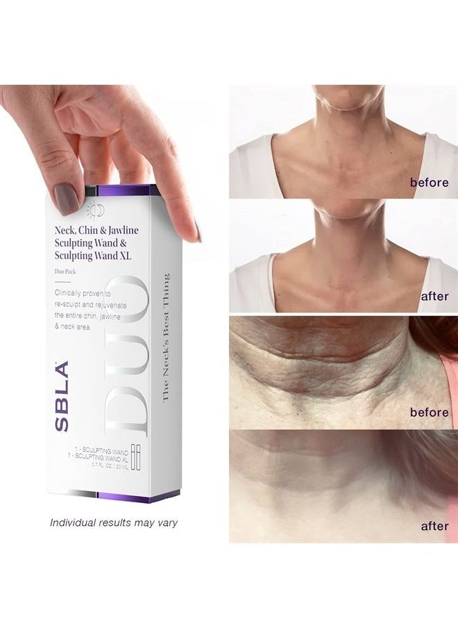 SBLA - Beauty Neck, Chin & Jawline Sculpting Wand + Neck, Chin & Jawline Sculpting Wand XL Combo, Advanced Anti-Aging Serum For Smoothing, Tightening, Firming & Lifting Neck Skin, 2 pack, 0.7 Fl Oz / 20 - Image 1