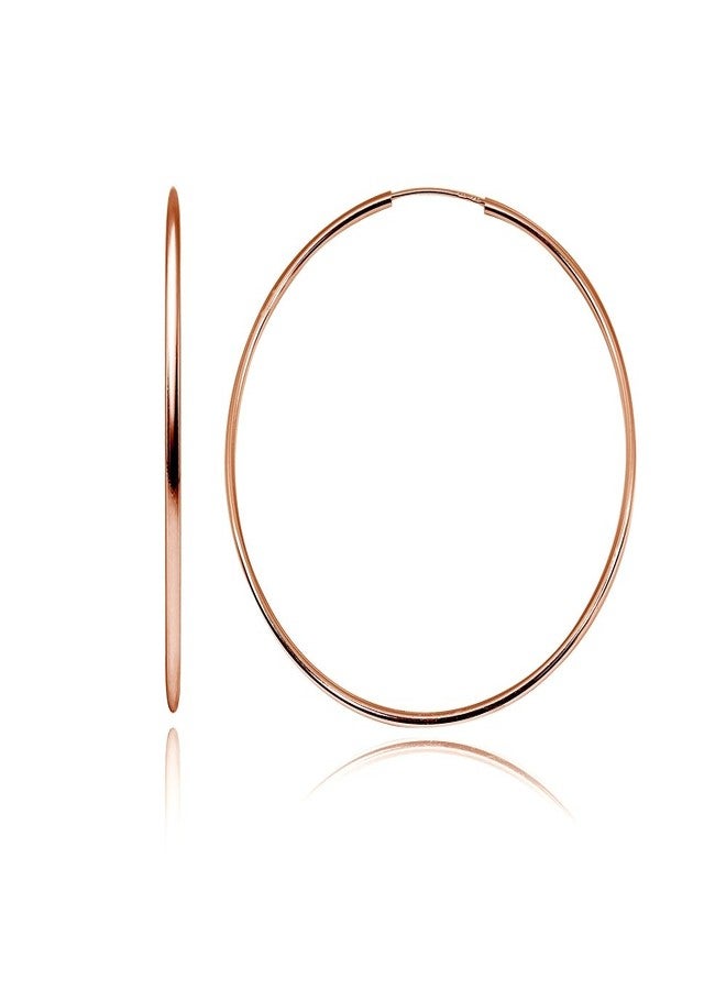Hoops 4 Less Rose Gold Flashed Sterling Silver Extra Large Endless 2x70mm High Polished Round Lightweight Unisex Hoop Earrings (2 3/4 Inch) - Image 2