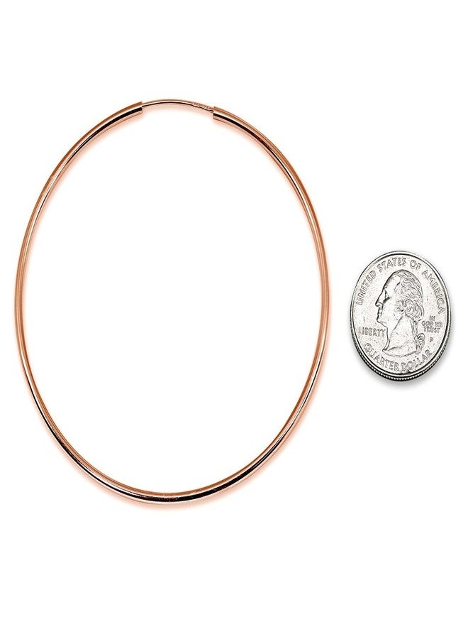 Hoops 4 Less Rose Gold Flashed Sterling Silver Extra Large Endless 2x70mm High Polished Round Lightweight Unisex Hoop Earrings (2 3/4 Inch) - Image 3