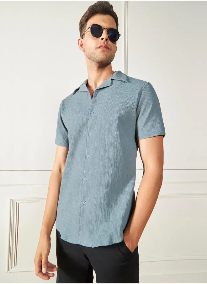 دينيس لينغو Regular Fit Textured Casual Shirt