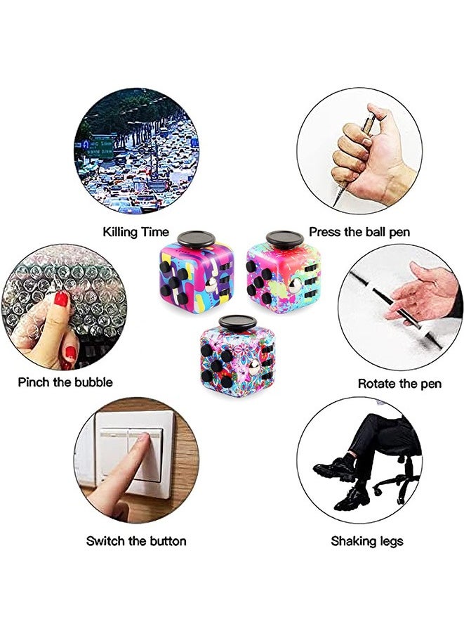Generic - 6 Sides Mini Fidget Dice Fidget Toys Cube Click Ball Anxiety Pressure Stress Relief Cubes Desk Toy (3 pcs) - Image 1
