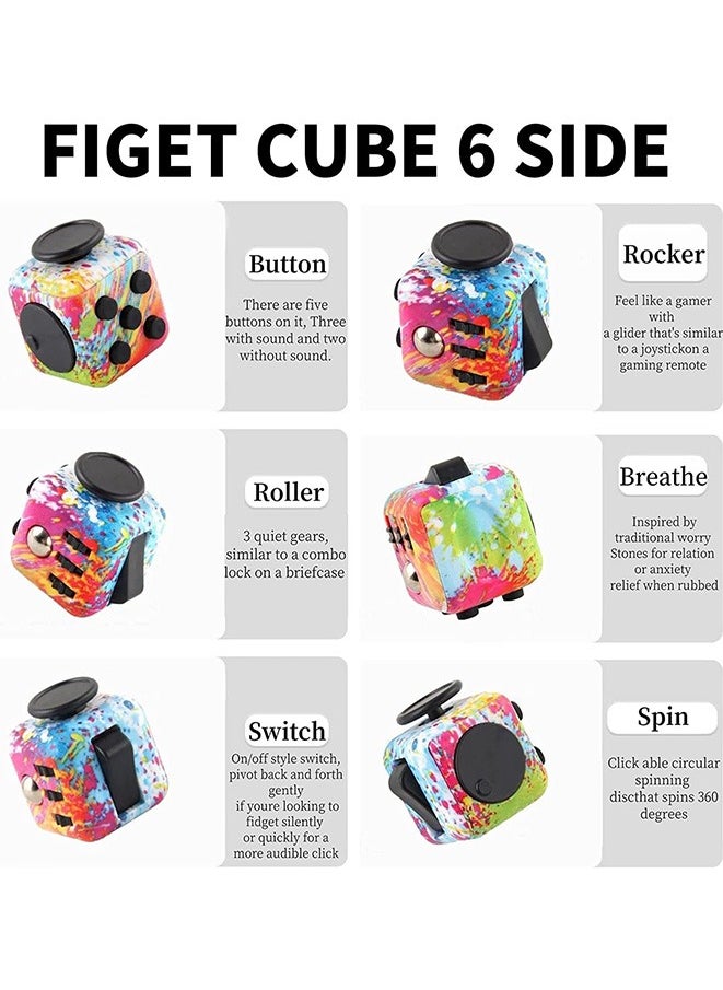 Generic - 6 Sides Mini Fidget Dice Fidget Toys Cube Click Ball Anxiety Pressure Stress Relief Cubes Desk Toy (3 pcs) - Image 1