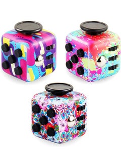 6 Sides Mini Fidget Dice Fidget Toys Cube Click Ball Anxiety Pressure Stress Relief Cubes Desk Toy (3 pcs)