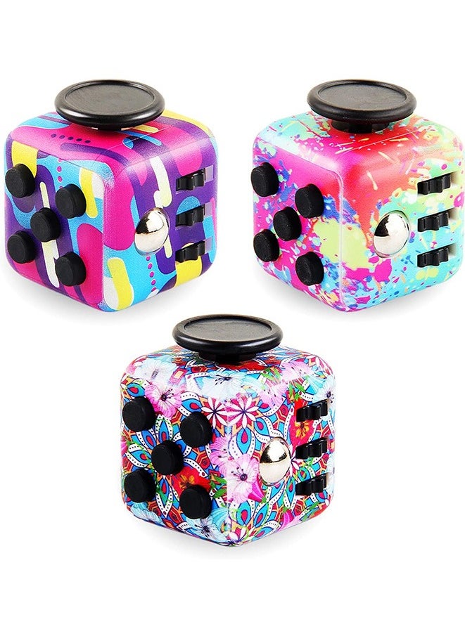 Generic - 6 Sides Mini Fidget Dice Fidget Toys Cube Click Ball Anxiety Pressure Stress Relief Cubes Desk Toy (3 pcs) - Image 1