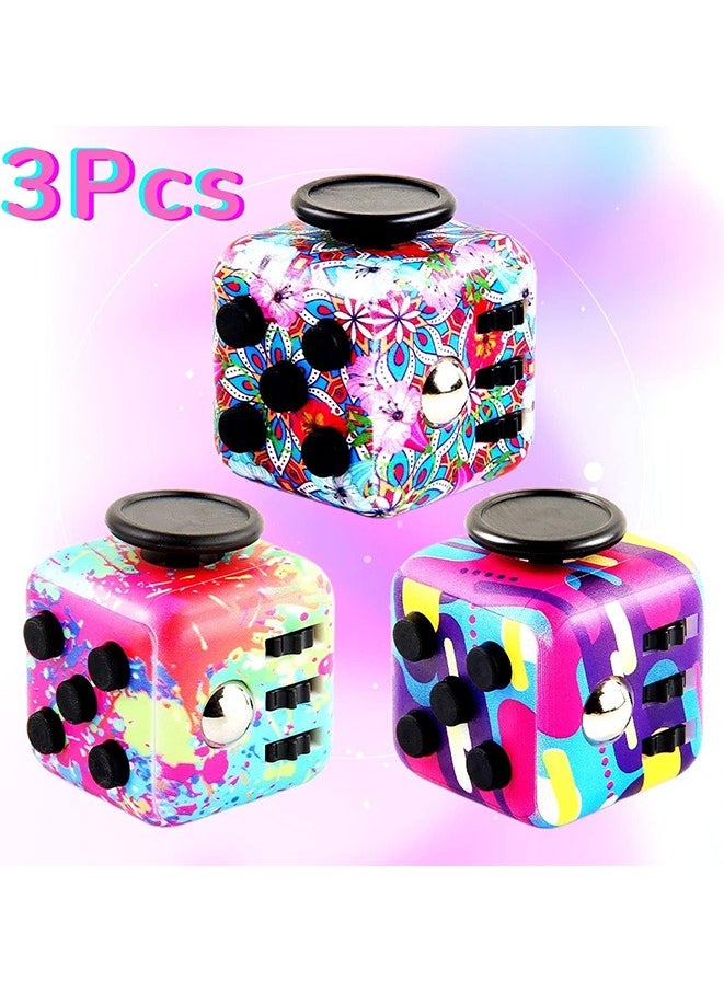 Generic - 6 Sides Mini Fidget Dice Fidget Toys Cube Click Ball Anxiety Pressure Stress Relief Cubes Desk Toy (3 pcs) - Image 1