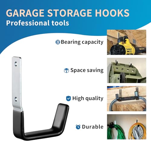 GeeWatom Heavy Duty Steel Garage Hooks,Garage Storage Utility Hooks,Anti-Slip Hanger, Tool Organizer,Steel Wall Mount Organizer, Garden Hose Hanger (Small-2PC) - Image 4