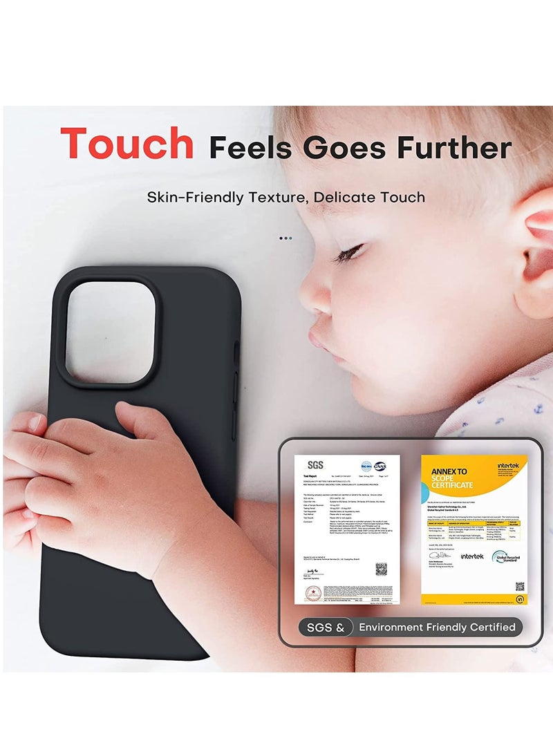 5 in 1 for iPhone 14 Pro Case, with 2 Pack Tempered Screen Protector + 2 Pack Camera Lens Protector, Liquid Silicone Slim Shockproof Cover [Anti-Scratch] [Drop Protection] 6.1", Space Black - Image 5