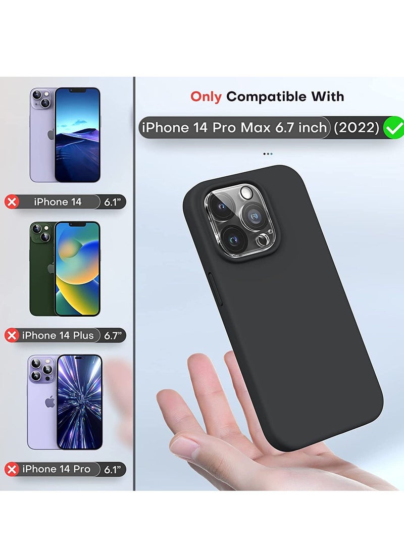 5 in 1 for iPhone 14 Pro Case, with 2 Pack Tempered Screen Protector + 2 Pack Camera Lens Protector, Liquid Silicone Slim Shockproof Cover [Anti-Scratch] [Drop Protection] 6.1", Space Black - Image 3