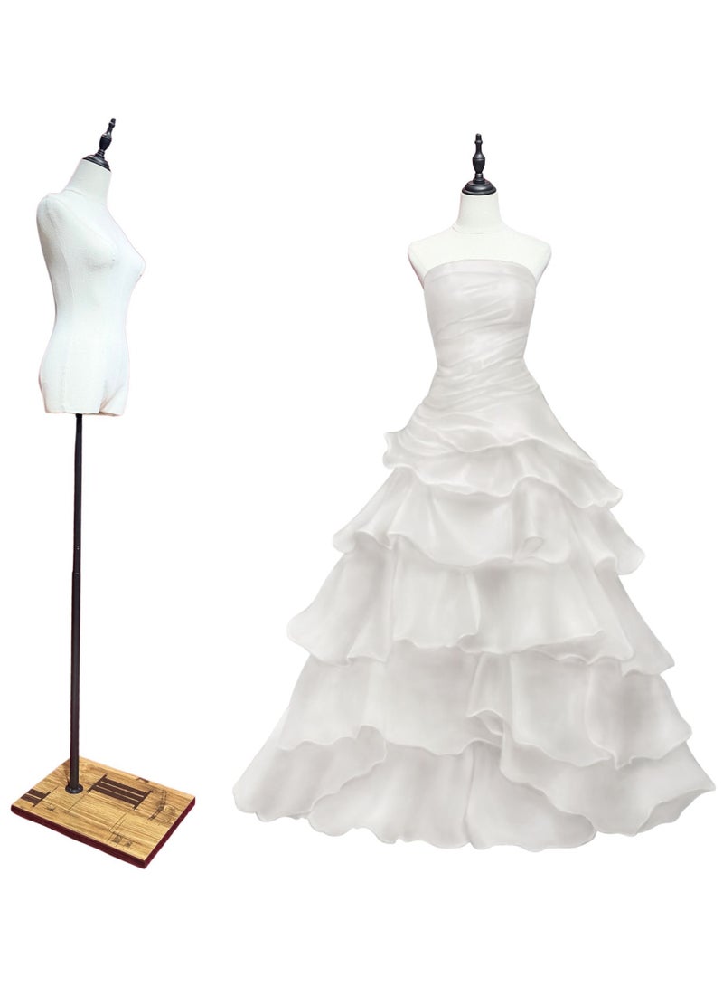 أورتوك مانيكان عرض ملابس نسائي بطول 196 سم، ارتفاع قابل للتعديل، جسم قابل للتثبيت بالدبابيس، قاعدة خشبية، رأس قابل للفصل - Image 2