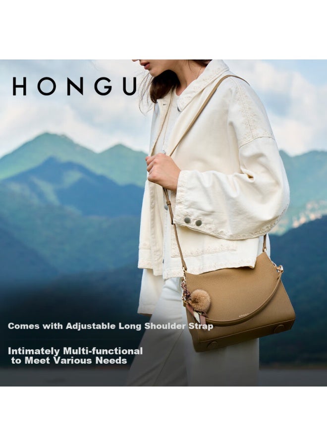Hongu Honggu Leather Handbag For Women, Top-grain Cowhide Shoulder Crossbody Bag, Elegant Commuter Tote Bag, Ladies' Purse, Qixi Gift For Girlfriend - Image 2
