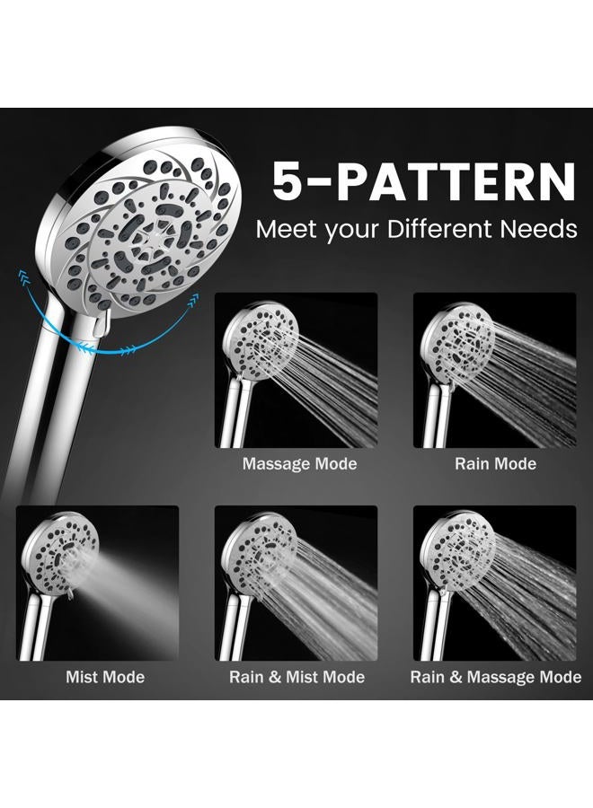 Vatex Filtered Shower Head with Handheld, High Pressure 5 Spray Modes Showerhead with Hose, Bracket and 15 Stages Water Softener Filters Beads for Hard Water Remove Chlorine and Harmful Substance - Image 4