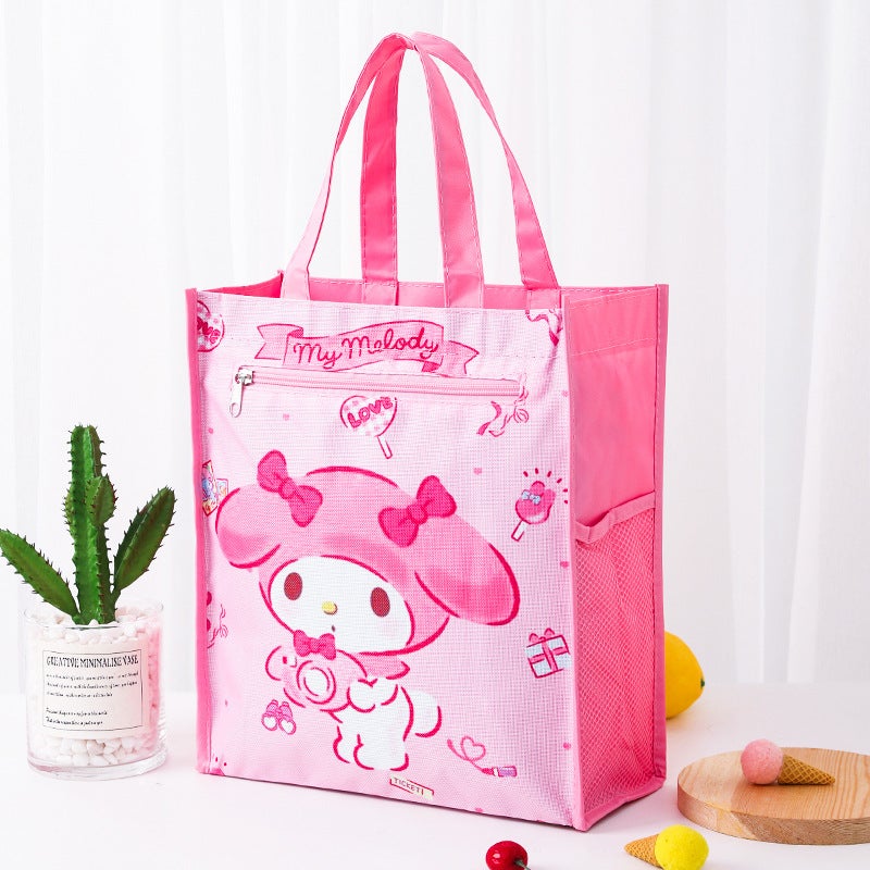 Dual Layer A4 Art Case Cute Cartoon Student Carry Bag Waterproof No.4 side melody (inner layer with lining) 