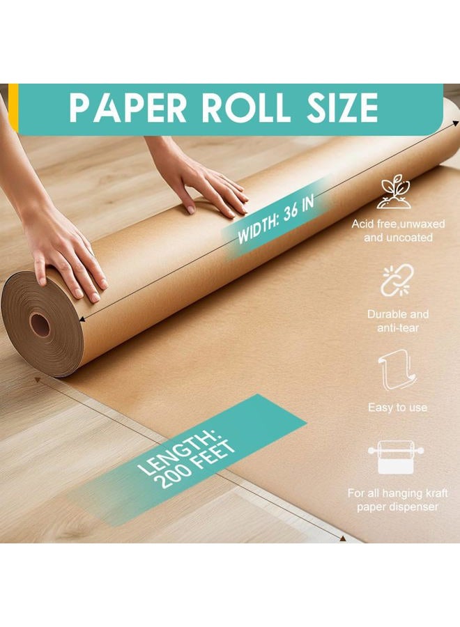 PH PERKHOMY PerkHomy 36" x 2,400" (200') Brown Kraft Paper Roll for Craft Bulletin Board Paper Art Table Covering Crafting Gift Wrapping Bouquet Packing Parcel 70GSM 50LB (Brown, 36" x 200') - Image 2