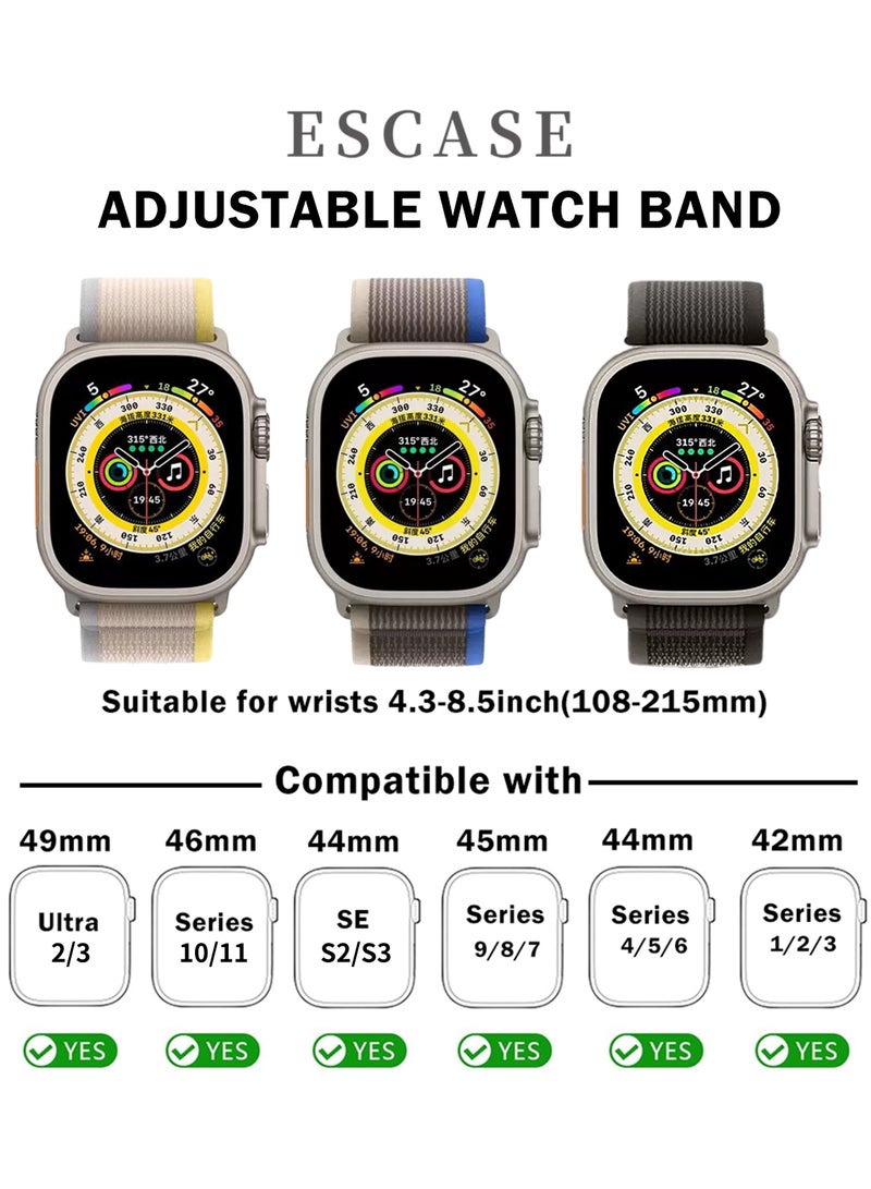 ESCASE 3-Piece Nylon Strap Natural Titanium Replacement Set Compatible with Apple Watch Strap Sizes: 42mm/44mm/45mm/46mm/49mm Fits Apple Watch Ultra/Ultra 2/Ultra 3, Series 11/10/9/8/SE/7/6/5/4/3/2/1 and other models Available in Multicolor - Image 3