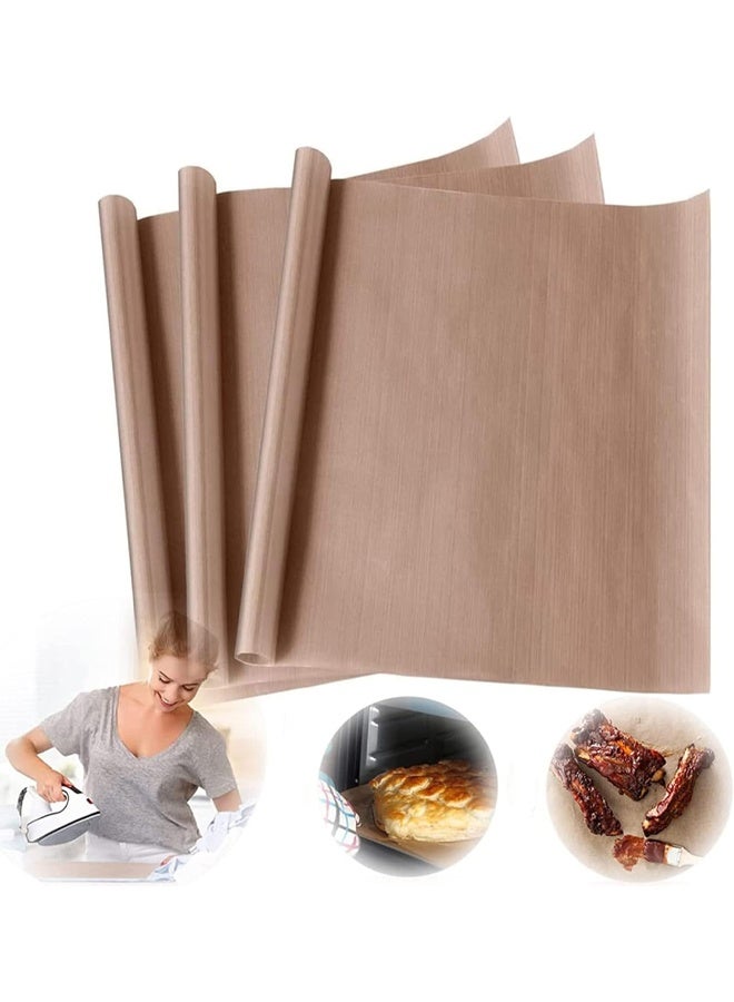 DUNISO 3 قطع حصيرة شواء الفرن ورقة تفلون، نقل ضغط الحرارة، ورق غير لاصق قابل لإعادة الاستخدام حصيرة مقاومة للحرارة، حصيرة فرن عالية الحرارة من القماش الغذائي غير اللاصق، 33x40 سم - Image 1