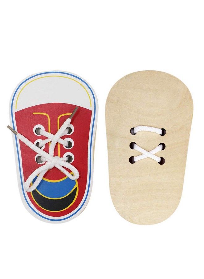 RARITYUS (Pack Of 2) Wooden Lacing Shoe Toy Learn To Tie Shoelaces Fine Motor Skills Toy Threading Toy Board Game - Image 5